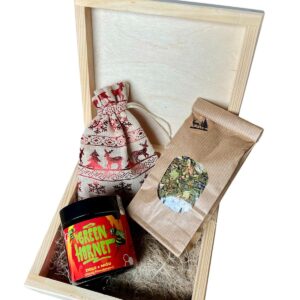 Zestaw prezentowy CBD herbata miód ciasteczka